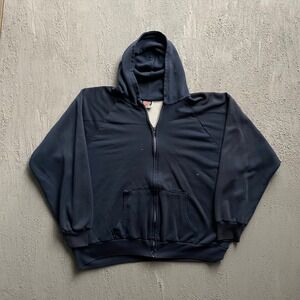 Vintage Thermal Lined Full Zip Hoodie Mens XL Navy Blue 90s American Edition